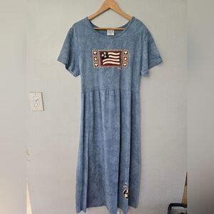 Cactus Bay By Lynee Maxi Dress Women Large Blue Tie Dye American Flag Patriotic